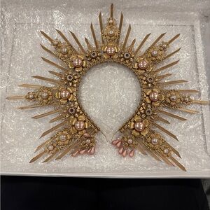 Gold and Pink Spiked Headpiece